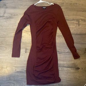 NWOT express burgundy ruched bodycon dress